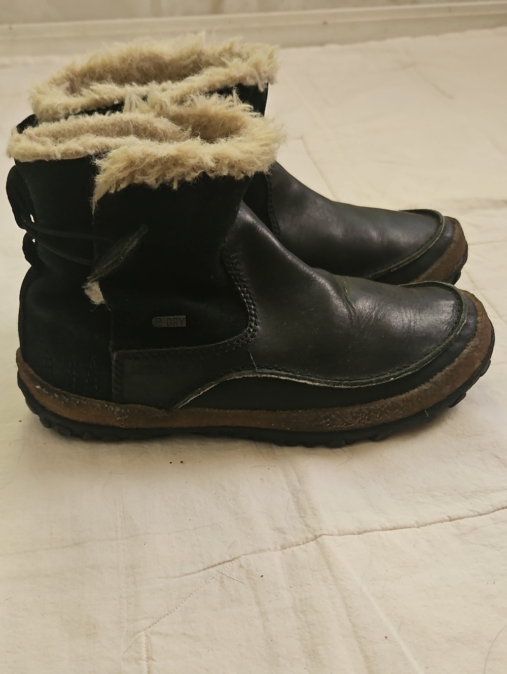 Black Merrell Leather Fur-Trim Polar Winter Boots 6.5